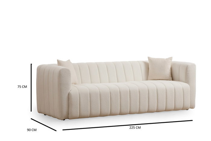 Atelier Del Sofa Sofá de 3 Plazas Crema Poliéster